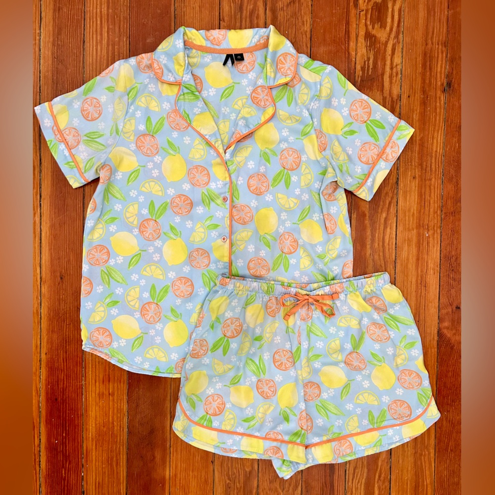 Fruit Print Satin Pajamas